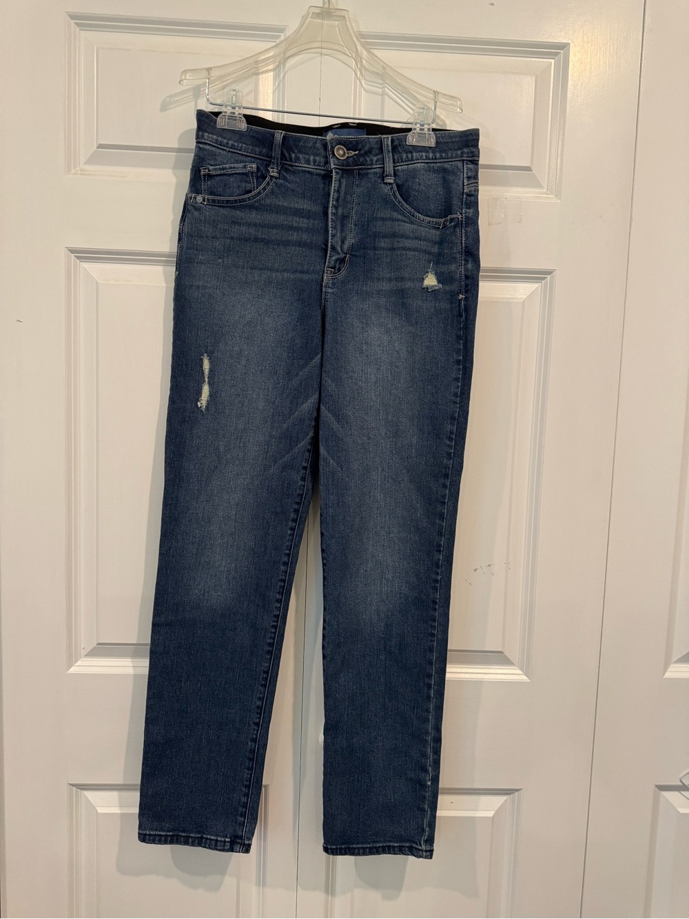 Democracy "Ab"solution High Rise Straight Leg Jeans Size 8 Distressed Wash